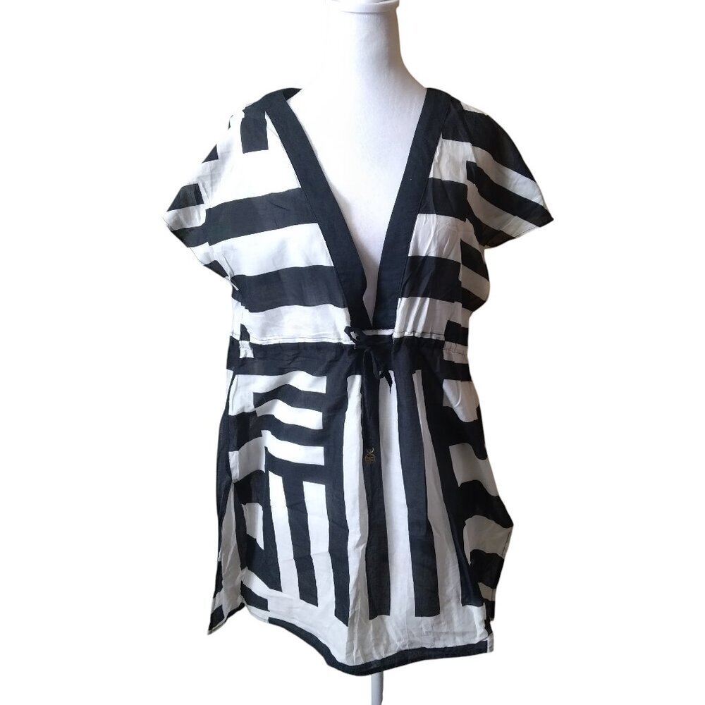 Kate Spade Dive Right In Striped Short Sleeve Cover Up Lightweight M/L?? READ